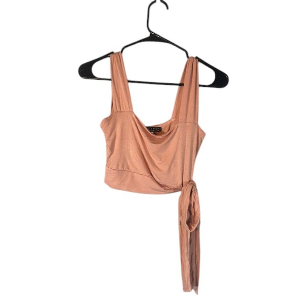 Final Touch Women’s Blush Pink Sleeveless Side Knot Tie Cropped Top Size Small